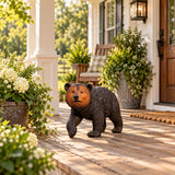 Bear Garden Statue, Walking Animal Sculpture With 2 Ground Stakes For Outdoor Decor - Black