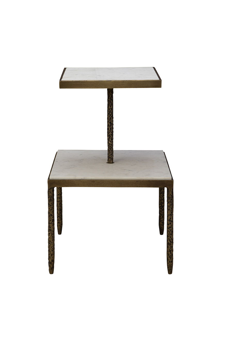 Antony - Side Table - White / Bronze