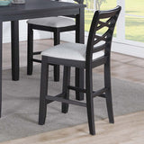 Dining Table Set With 4 Cross Back Chairs, Upholstered Cushions - Charcoal