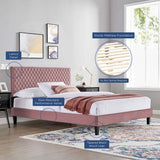 Diamond Lattice Performance Velvet King Platform Bed with Tapered Legs - Platform Bed available at Alpine Outlets in Denver