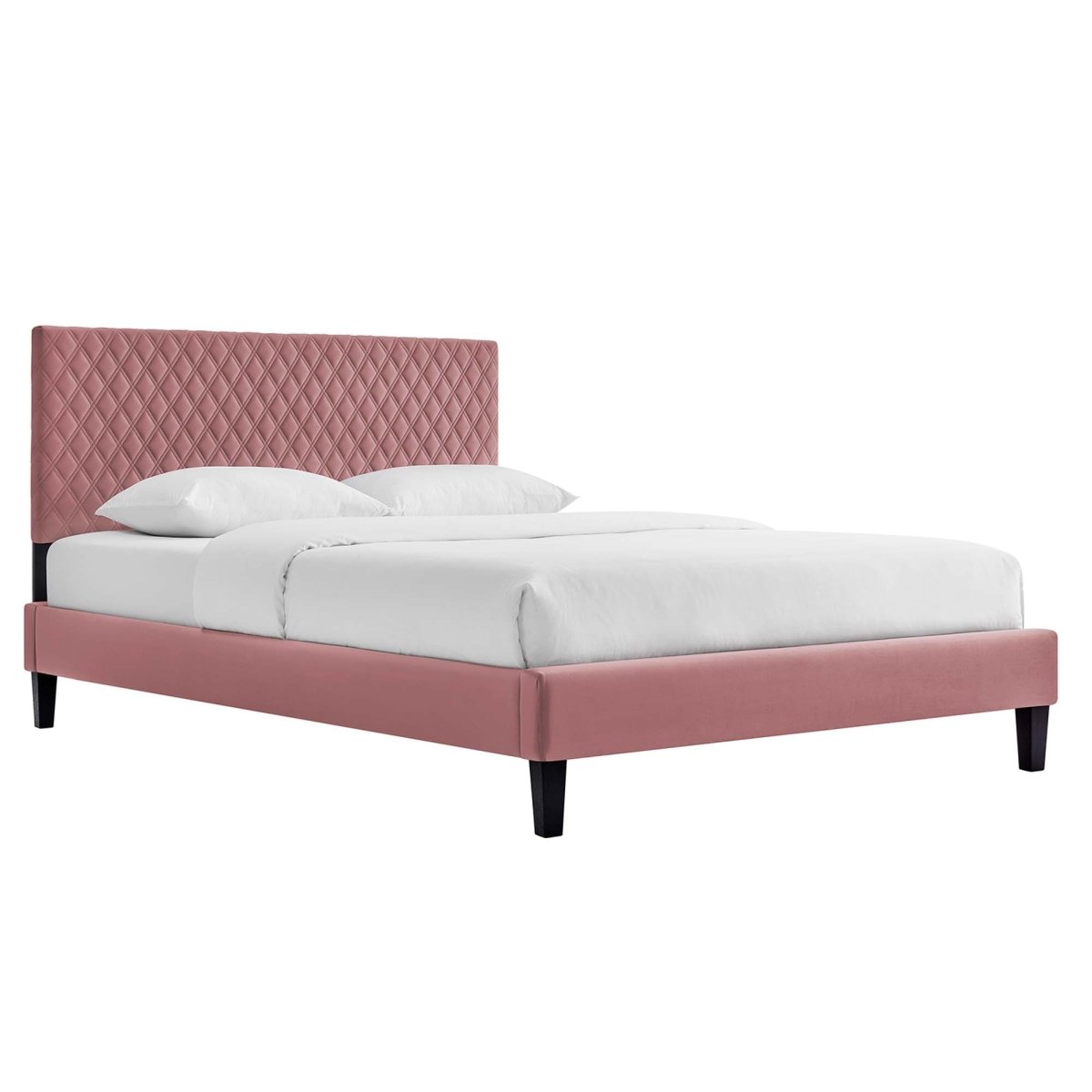 Diamond Lattice Performance Velvet King Platform Bed with Tapered Legs - Platform Bed available at Alpine Outlets in Denver