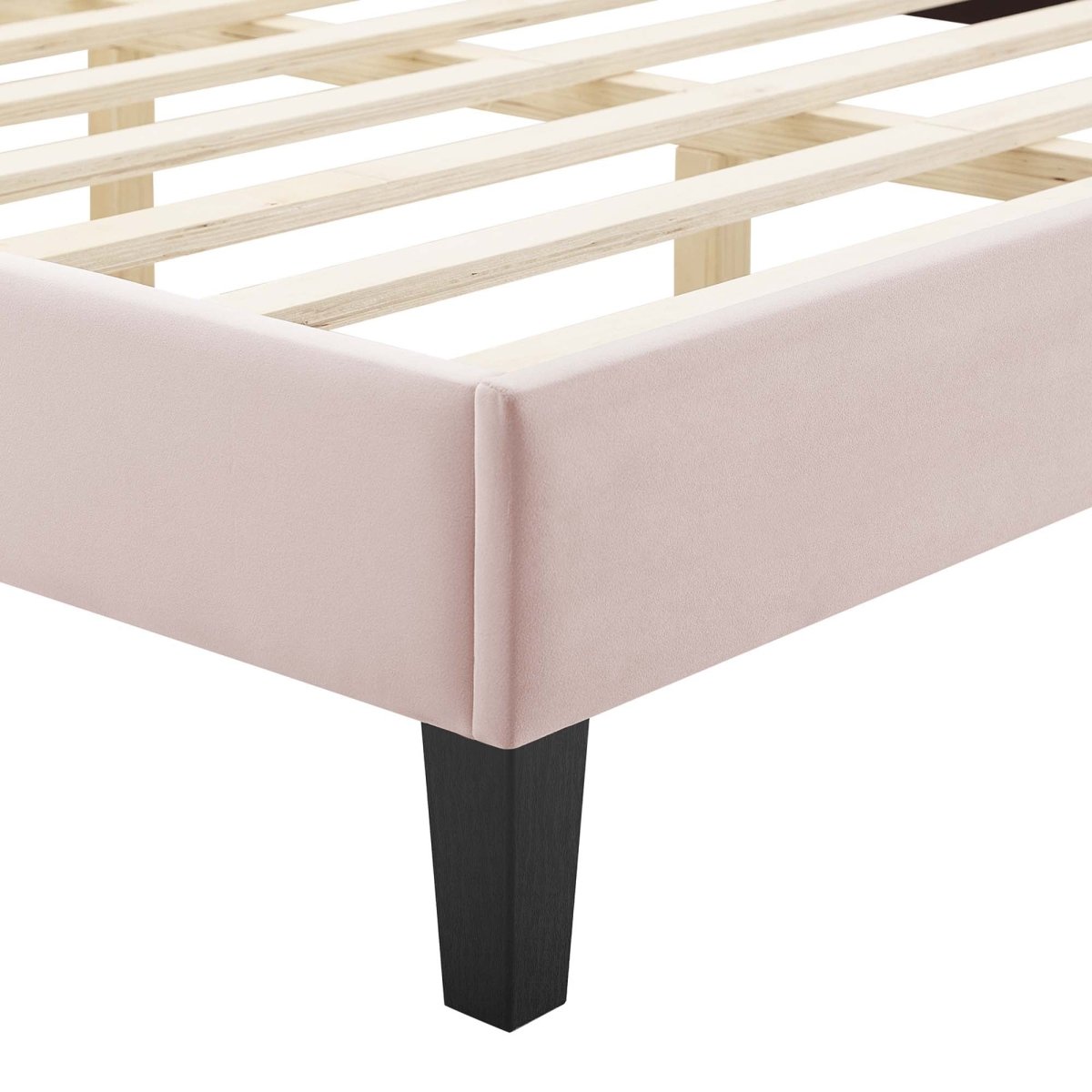 Diamond Tufted Performance Velvet Platform Bed with French Piping - Platform Bed available at Alpine Outlets in Denver