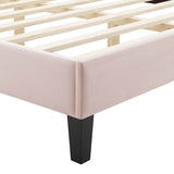 Diamond Tufted Performance Velvet Platform Bed with French Piping - Platform Bed available at Alpine Outlets in Denver