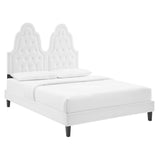 Diamond Tufted Performance Velvet Platform Bed with French Piping - Platform Bed available at Alpine Outlets in Denver