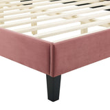 Diamond Tufted Performance Velvet Platform Bed with French Piping - Platform Bed available at Alpine Outlets in Denver