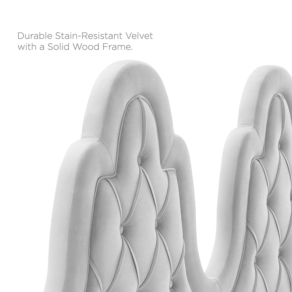 Diamond Tufted Performance Velvet Platform Bed with French Piping - Platform Bed available at Alpine Outlets in Denver