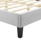 Diamond Tufted Performance Velvet Platform Bed with French Piping - Platform Bed available at Alpine Outlets in Denver
