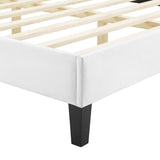 Diamond Tufted Performance Velvet Platform Bed with French Piping - Platform Bed available at Alpine Outlets in Denver