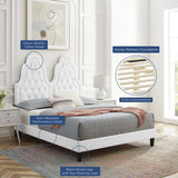 Diamond Tufted Performance Velvet Platform Bed with French Piping - Platform Bed available at Alpine Outlets in Denver