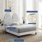 Diamond Tufted Performance Velvet Platform Bed with French Piping - Platform Bed available at Alpine Outlets in Denver