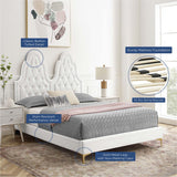 Diamond Tufted Performance Velvet Twin Platform Bed with Gold Metal Legs - Platform Bed available at Alpine Outlets in Denver
