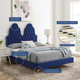 Diamond Tufted Performance Velvet Twin Platform Bed with Gold Metal Legs - Platform Bed available at Alpine Outlets in Denver