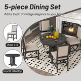 Dining Set & Extendable Round Table And 4 Upholstered Chairs - 5 Piece Dining Room Sets available at Alpine Outlets in Denver