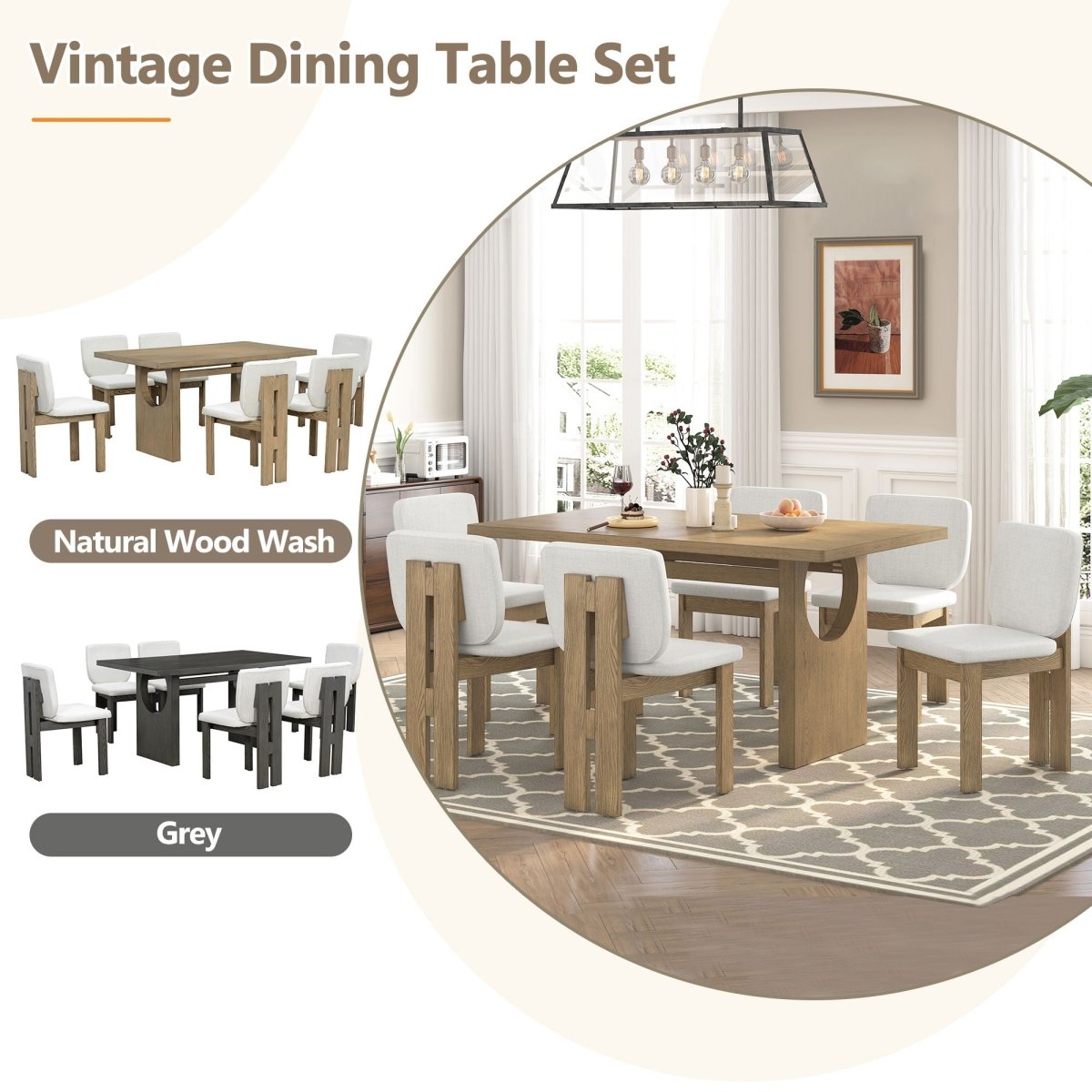 Dining Table Set For 6 With Upholstered Chairs - 7 Piece Dining Room Sets available at Alpine Outlets in Denver