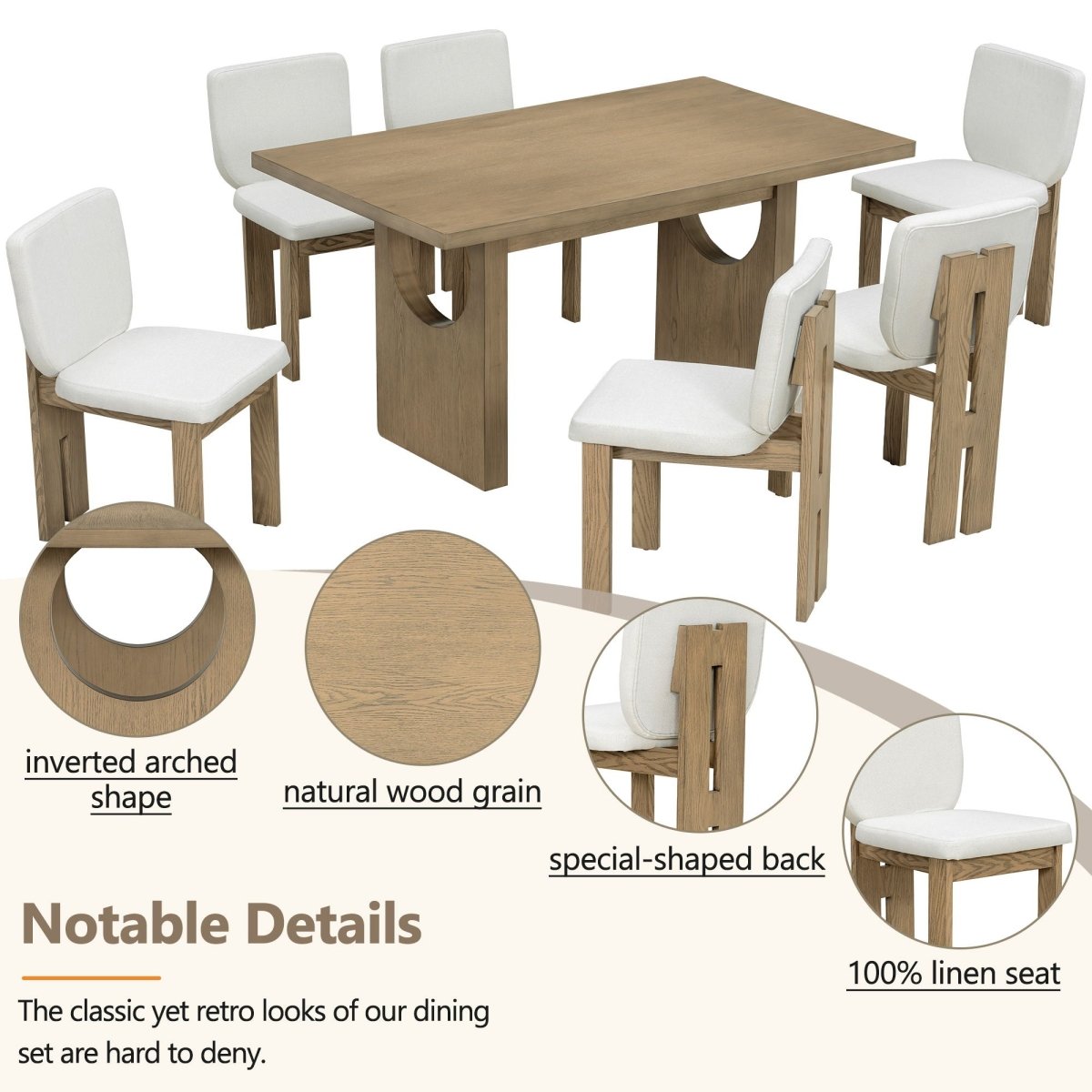 Dining Table Set For 6 With Upholstered Chairs - 7 Piece Dining Room Sets available at Alpine Outlets in Denver