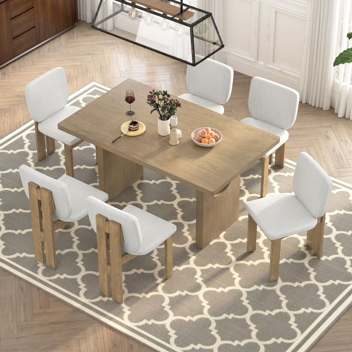Dining Table Set For 6 With Upholstered Chairs - 7 Piece Dining Room Sets available at Alpine Outlets in Denver