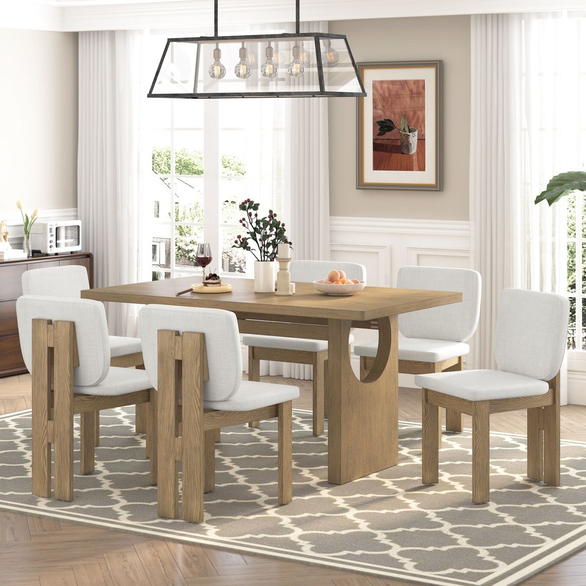 Dining Table Set For 6 With Upholstered Chairs - 7 Piece Dining Room Sets available at Alpine Outlets in Denver
