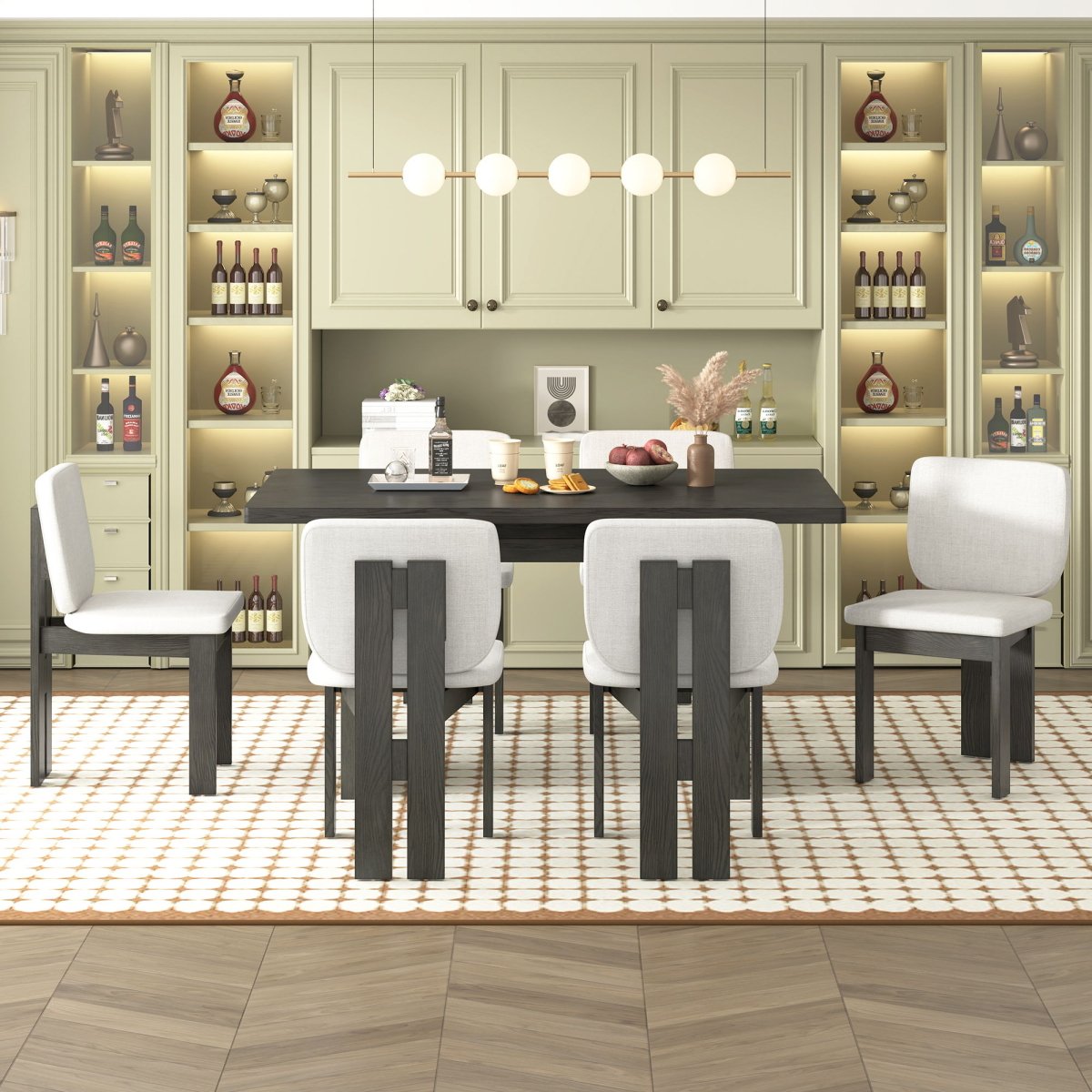 Dining Table Set For 6 With Upholstered Chairs - 7 Piece Dining Room Sets available at Alpine Outlets in Denver