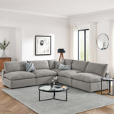 Down Filled Overstuffed Boucle Fabric 5 - Piece Sectional Sofa 119 Inch - Living Room Furniture available at Alpine Outlets in Denver