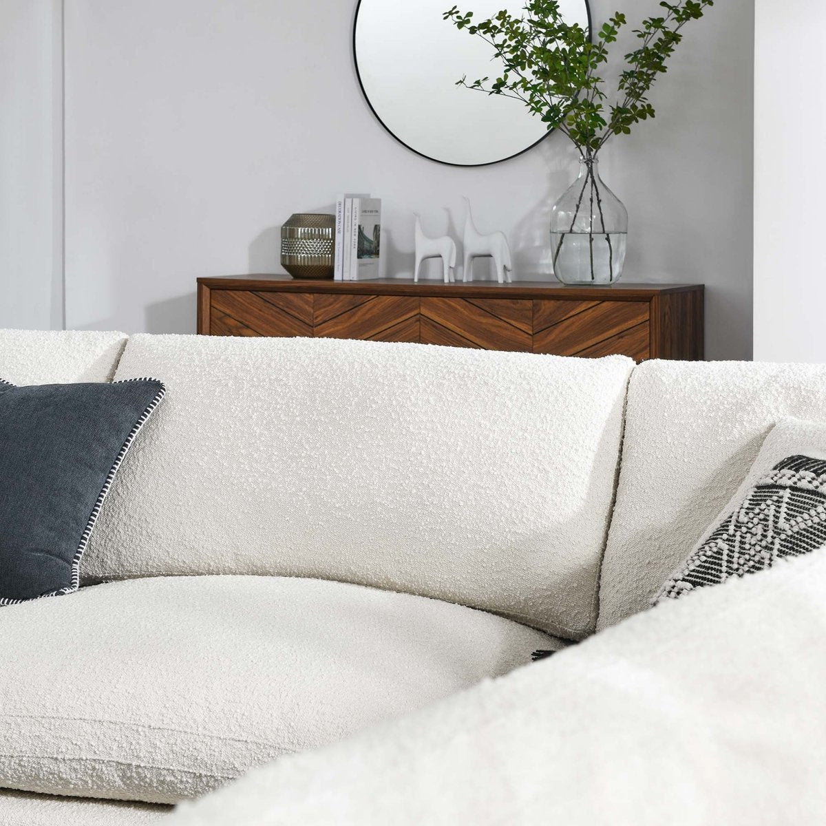 Down Filled Overstuffed Boucle Fabric 5 - Piece Sectional Sofa 119 Inch - Living Room Furniture available at Alpine Outlets in Denver