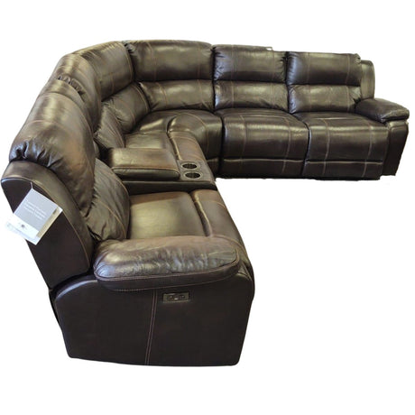 Dunhill 3 - piece Leather Power Reclining Sectional with Power Headrest - available at Alpine Outlets in Denver