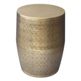 Johnsen - Cross Hatch Pattern Accent Table - Antique Gold