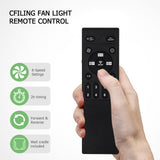 Bladeless Ceiling Fan With Remote Control, 6 Speeds Dimmable Light, Enclosed Low Profile For Living Room - Black