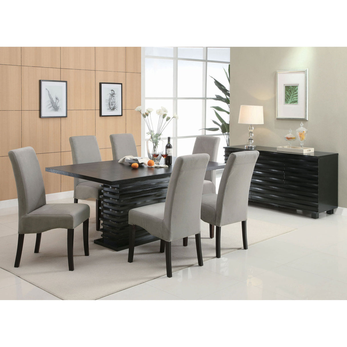 Upholstered Dining Chair Soft Padded Seat And Flared Back Design (Set of 2) - Gray