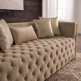 Naomi - Button Tufted Sofa - Taupe