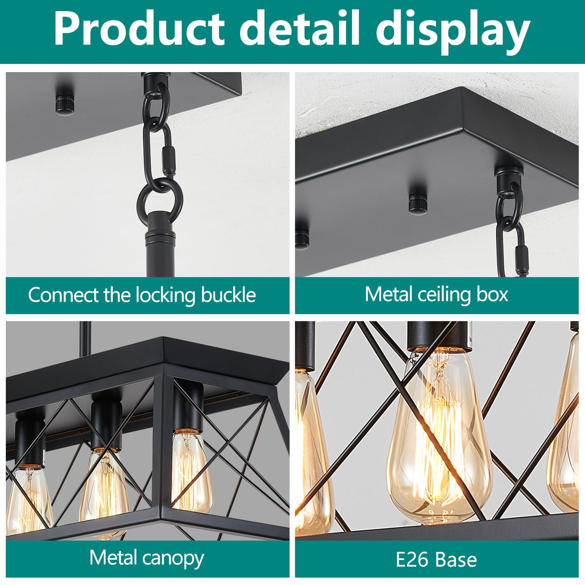 Chandelier Pendant Light For Dining Room Kitchen, 5 Light Fixture With Adjustable Height