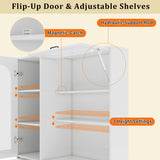 Tall Freestanding Kitchen Pantry Cabinet With Arched Glass Door