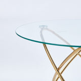 Metal Leg Dining Table With Tempered Glass Top