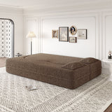 Modern Floor Sofa, With 2 Pillows, Convertible Teddy Fabric Foam Filled Bed