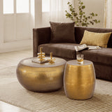 2 Piece Coffee And End Table Set, Oval Design - Gold