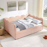 Gingham Daybed With USB Charging Port, Wave-Shaped Design