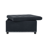 Square Tufted Storage Ottoman With Nailhead Trim