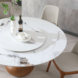 Dining Table, Round With Lazy Susan For Dining Room - Walnut / White