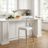 Celina - Counter Height Open Back Metal Barstool With Faux Leather Seat - White