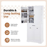 Freestanding Bathroom Storage Cabinet With Doors, Drawers, And Tilt Out Laundry Hamper - White
