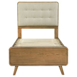 Winston - Twin Platform Bed With Tufted Upholstered Headboard - Light Ash