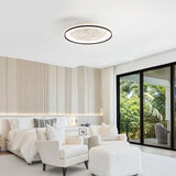 RGB Dimmable LED Enclosed Ceiling Fan With Light Flush Mount Bladeless, 6 Speed, Remote Control - White