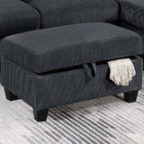 Contemporary Sectional Set With Right Arm Chaise, Left Arm Sofa With USB Port, Storage Ottoman