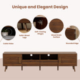 78" TV Stand For 85" TVs With Soft Close Doors, Open Shelf - Walnut