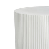 Handmade Side Table With Ribbed Design For Indoor And Outdoor Use - White