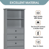 Tall Storage Cabinet With 3 Drawers And Adjustable Shelves For Bathroom