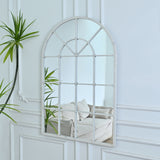 Handmade Arched Mirror, Windows Design For Entryway - White