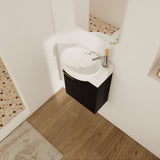 Soft Close Doors Bathroom Vanity With Sink, Compact Wall Mounted Design Basin