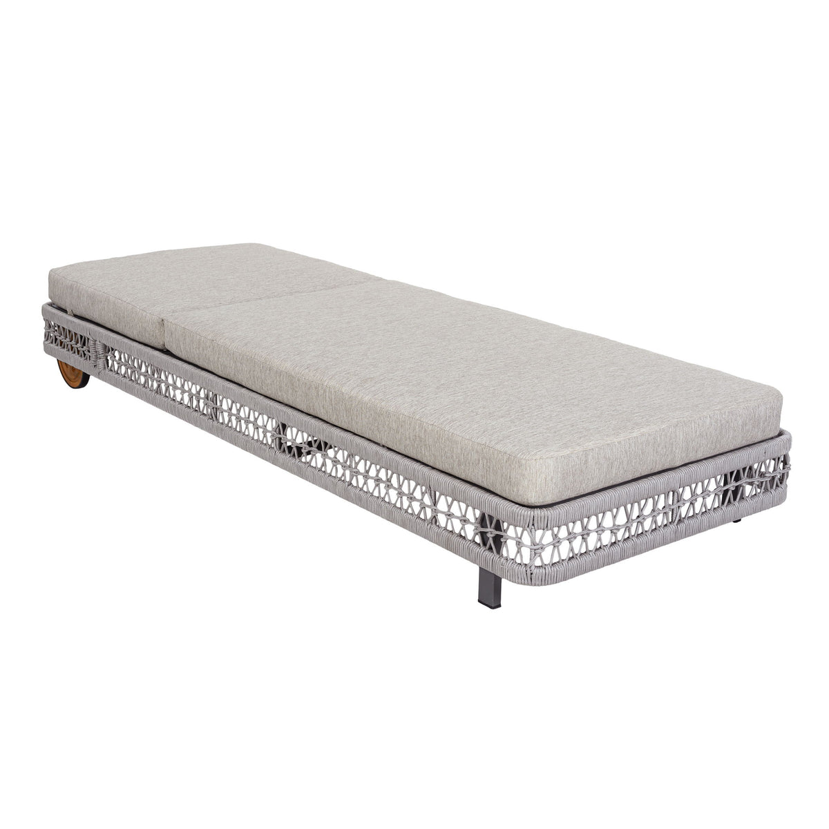 Outdoor Chaise Lounge With Wheels, 5 Position Adjustable Backrest