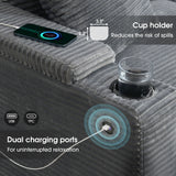 Convertible L Shaped Sectional Corner Couch With Armrest Storage Cup Holders USB Charger, Irregular Corner Oversized Comfy Modular Sofa