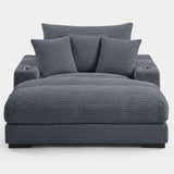 Upholstered Chaise Lounge With Cup Holders USB Port And Pillows
